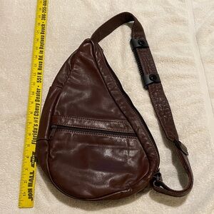 Ameribag Brown  Classic Sling Shoulder Backpack. A patented healthy back bag.